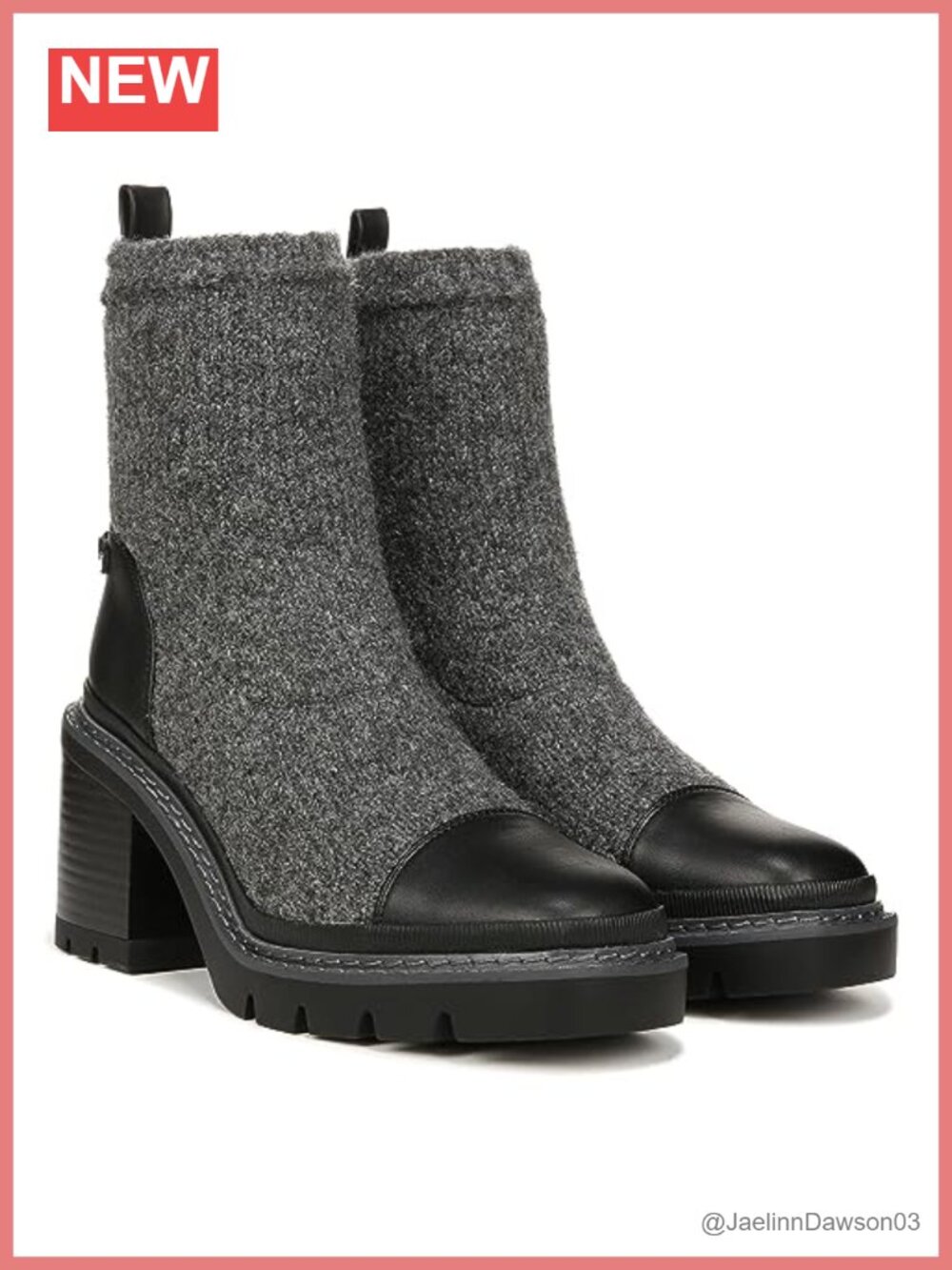Sam Edelman Rozanna Ankle Bootie Pull-On Block Heel Lug Sole